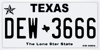 TX license plate DEW3666