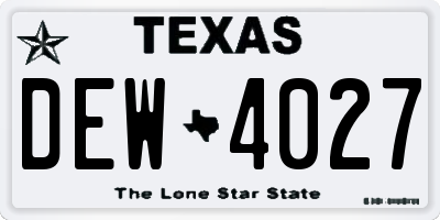 TX license plate DEW4027