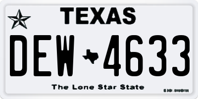 TX license plate DEW4633