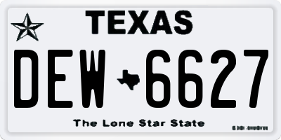 TX license plate DEW6627