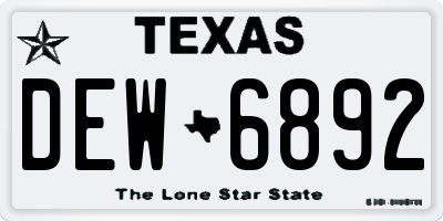 TX license plate DEW6892