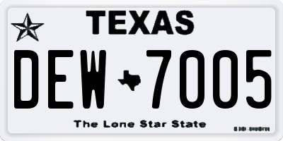TX license plate DEW7005