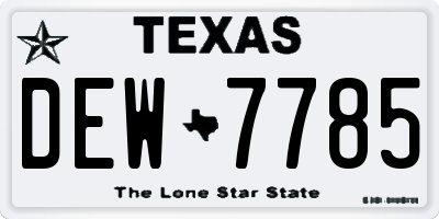 TX license plate DEW7785