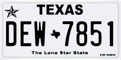 TX license plate DEW7851