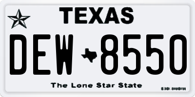 TX license plate DEW8550