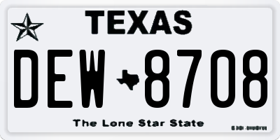 TX license plate DEW8708