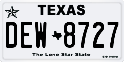 TX license plate DEW8727