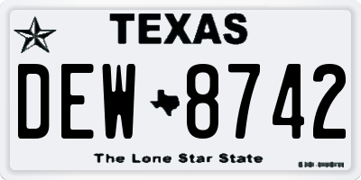TX license plate DEW8742