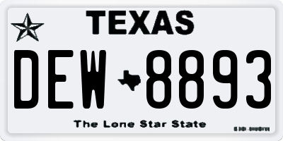 TX license plate DEW8893
