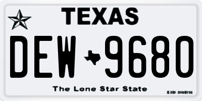 TX license plate DEW9680