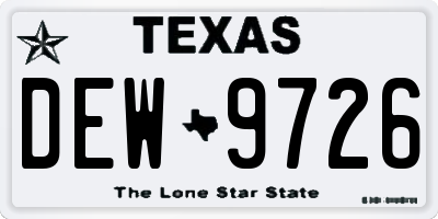 TX license plate DEW9726