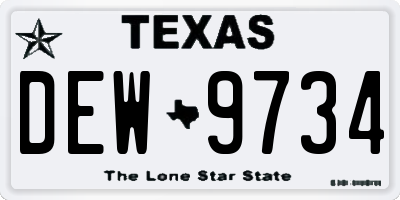 TX license plate DEW9734