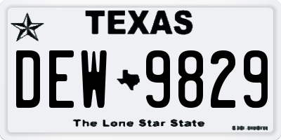 TX license plate DEW9829