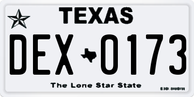 TX license plate DEX0173
