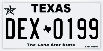 TX license plate DEX0199