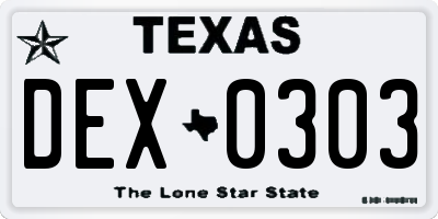 TX license plate DEX0303