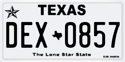 TX license plate DEX0857