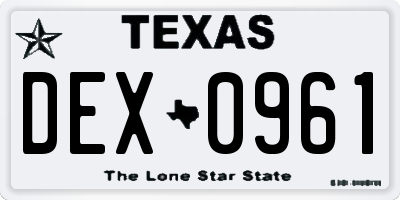 TX license plate DEX0961
