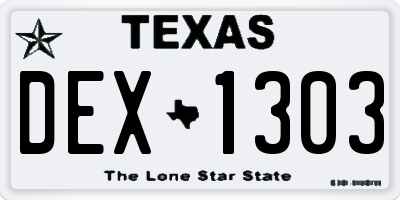 TX license plate DEX1303