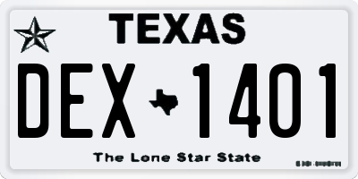 TX license plate DEX1401
