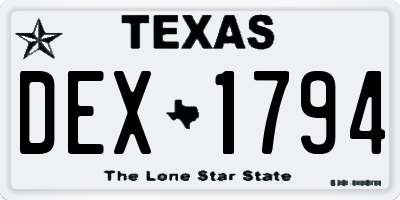TX license plate DEX1794