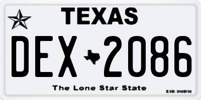 TX license plate DEX2086