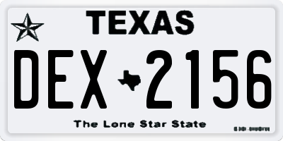 TX license plate DEX2156