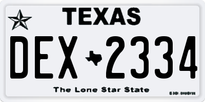 TX license plate DEX2334