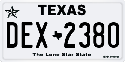 TX license plate DEX2380