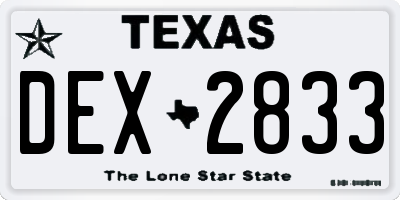 TX license plate DEX2833
