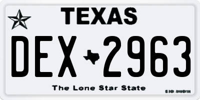 TX license plate DEX2963