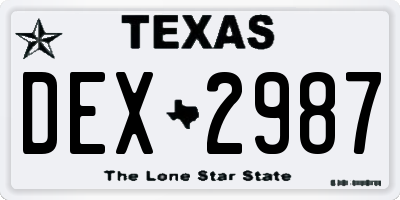 TX license plate DEX2987