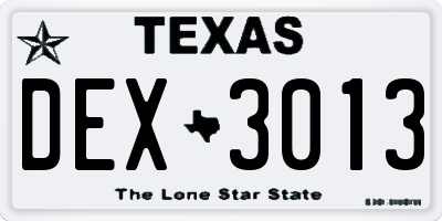 TX license plate DEX3013