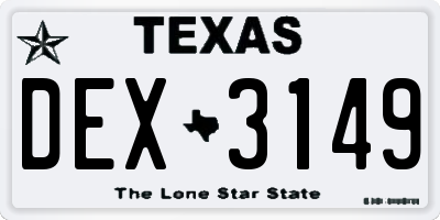 TX license plate DEX3149