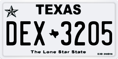 TX license plate DEX3205