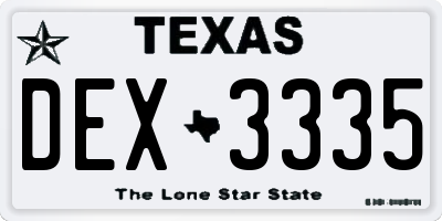 TX license plate DEX3335