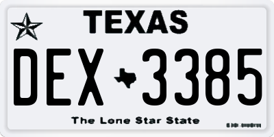 TX license plate DEX3385