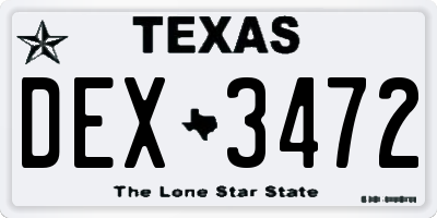 TX license plate DEX3472