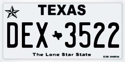 TX license plate DEX3522