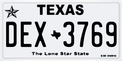TX license plate DEX3769