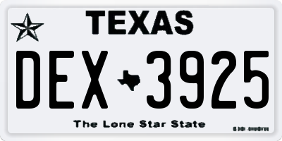 TX license plate DEX3925
