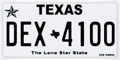TX license plate DEX4100