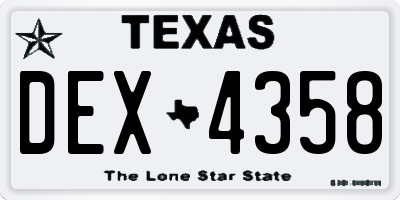 TX license plate DEX4358