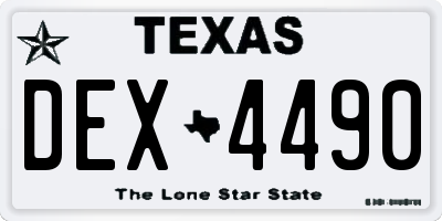 TX license plate DEX4490