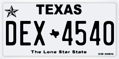 TX license plate DEX4540
