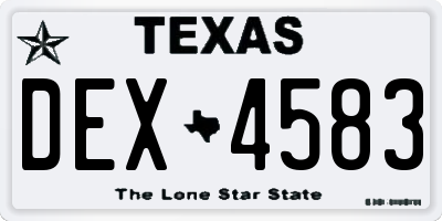 TX license plate DEX4583