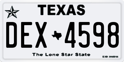 TX license plate DEX4598