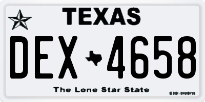TX license plate DEX4658