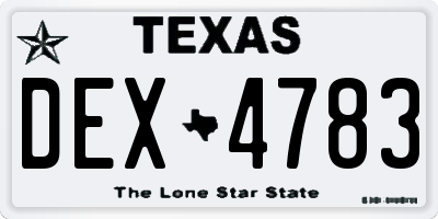 TX license plate DEX4783