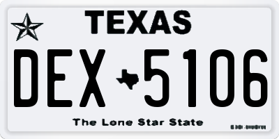 TX license plate DEX5106